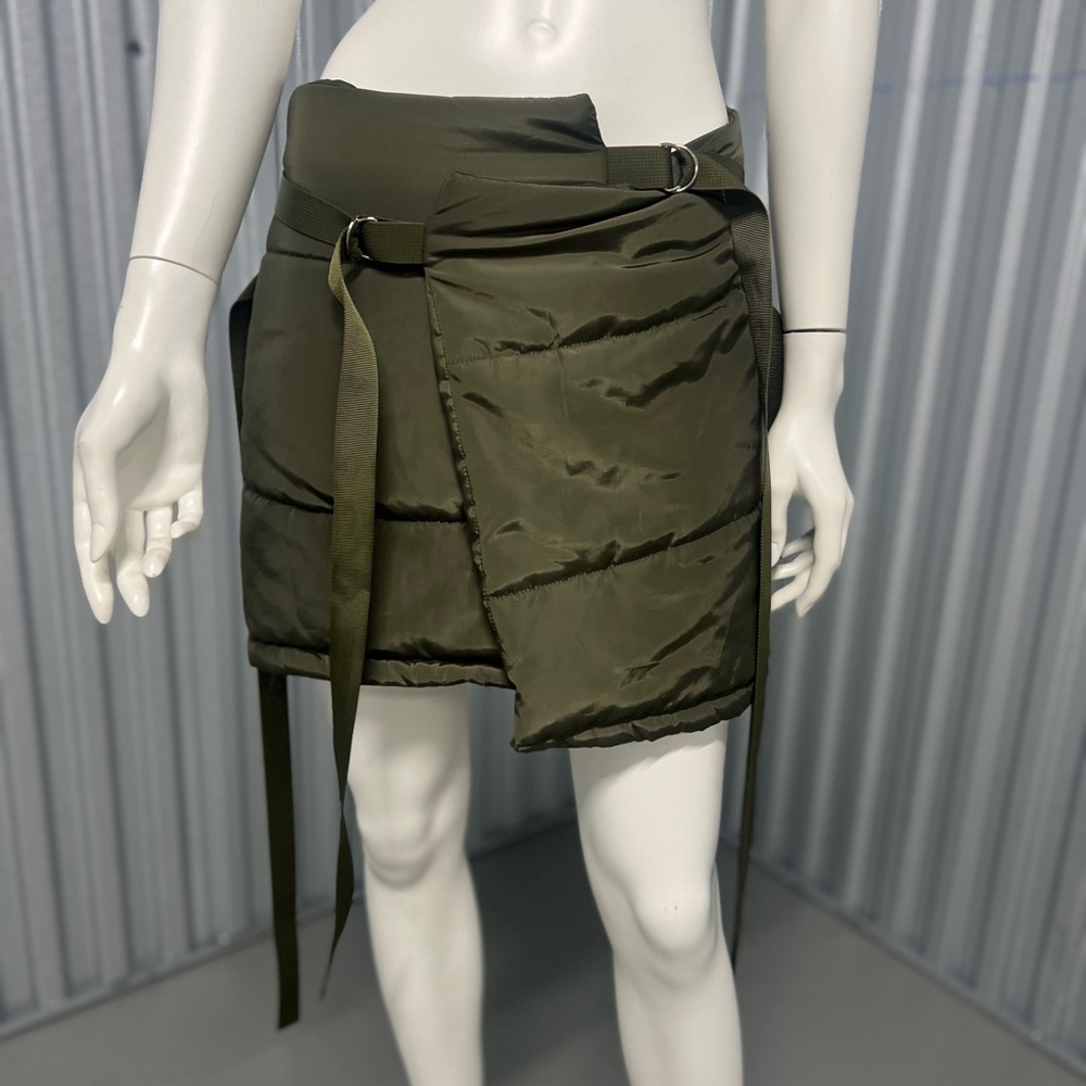 Olive Green Mini Puffer Skirt
